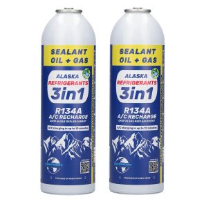 2 x Alaska Refrigerants 3in1 R134a Ersatzkältemittel mit PAG 100 Öl und Dichtmittel