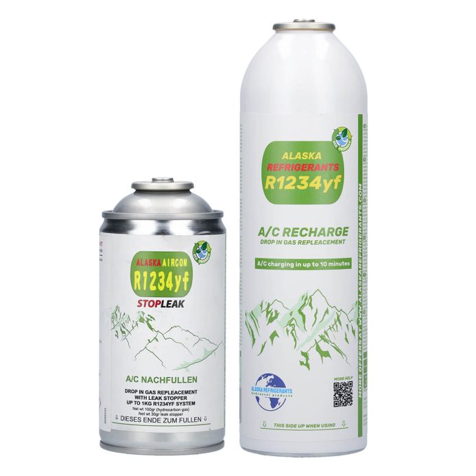 Alaska Refrigerants R1234yf Ersatzkältemittel für Fahrzeuge + Dichtmittel