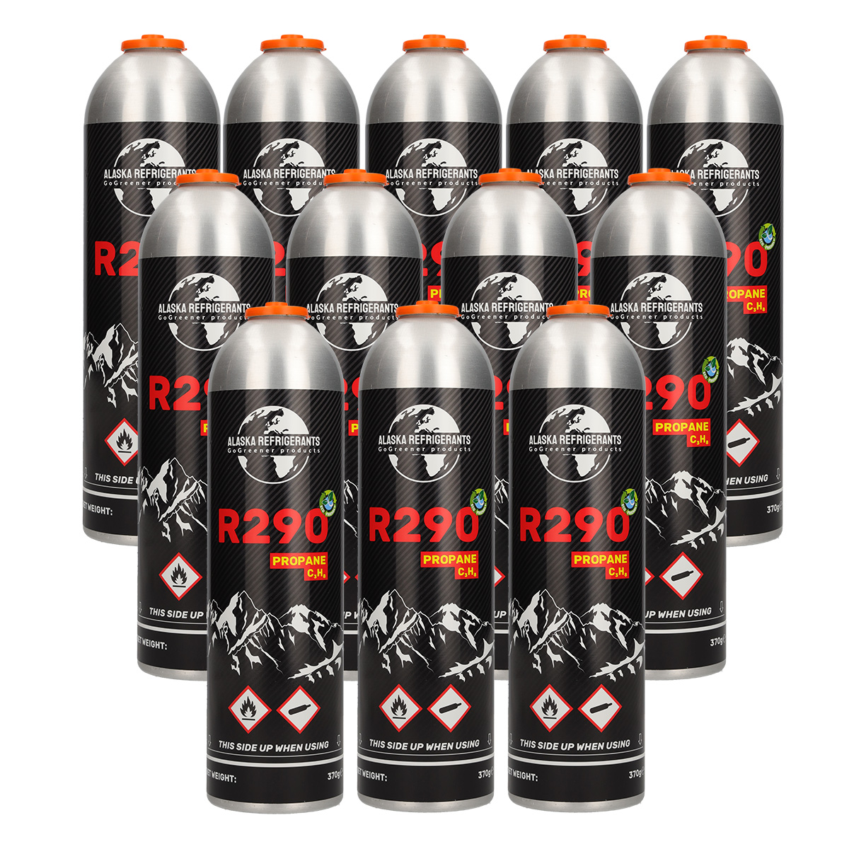 12 x Alaska Refrigerants R290 Propane – 370g / 750 ml